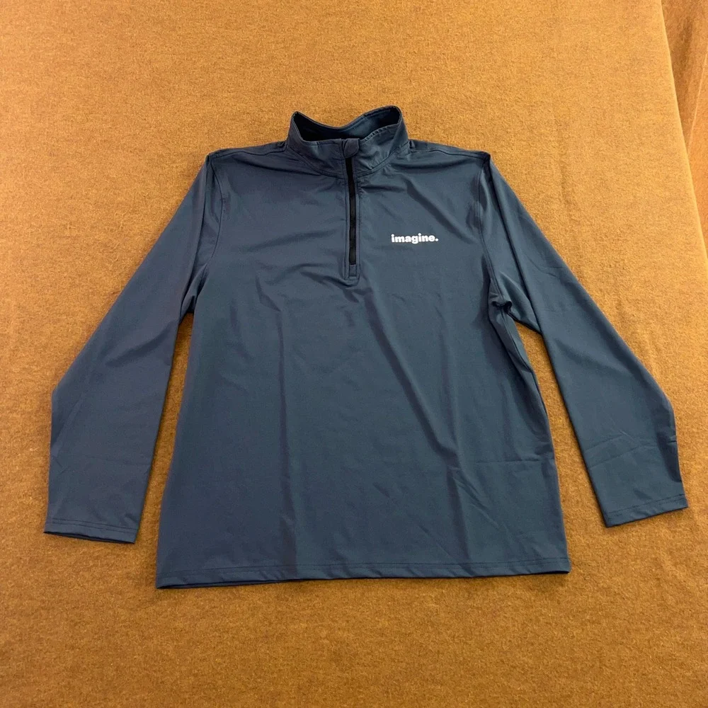 Lgndy Mens Medium Navy Blue Imagine Honor The Legends Quarter Zip Pullover New